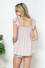 Load image into Gallery viewer, Lavender Sweetheart Cinched Ruffle Top
