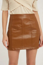 Load image into Gallery viewer, Camel Faux Leather Mini Skirt
