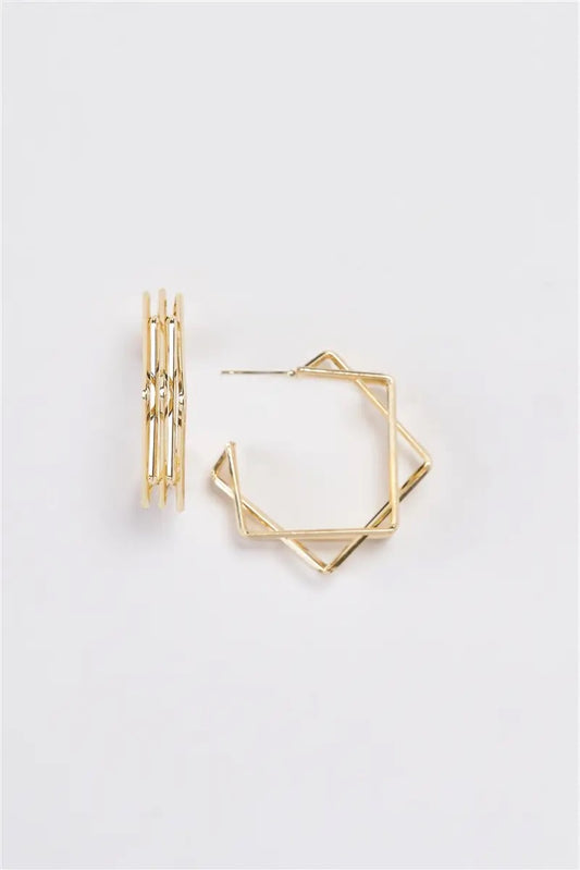 Gold Heptagon Hoop Earrings