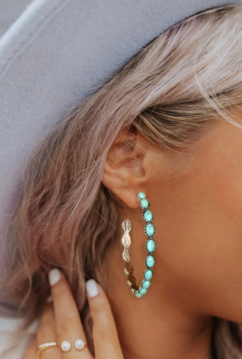 Turquoise Retro C-shape Earring