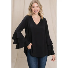 Load image into Gallery viewer, Black ruffle sleeve top
