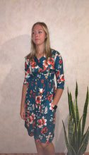 Load image into Gallery viewer, Green Floral Wrap Dress
