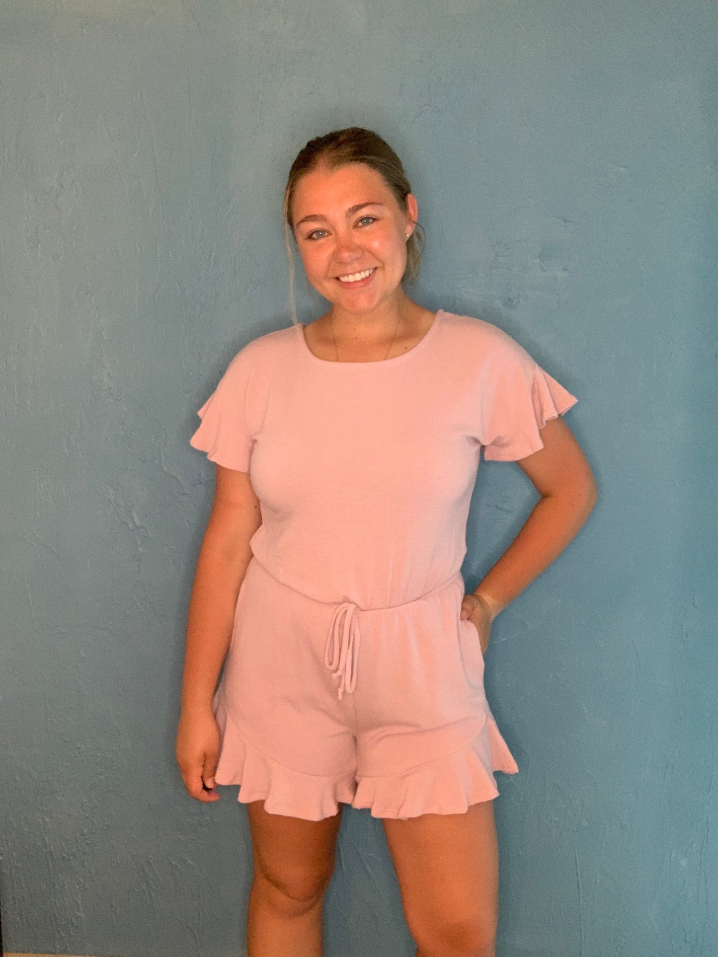 Rose Ruffle Hem Romper