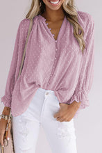 Load image into Gallery viewer, Pink button Swiss dot blouse Curvy
