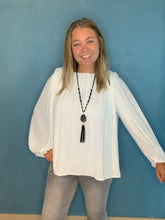 Load image into Gallery viewer, Maggie White Billowy Sleeve  Blouse
