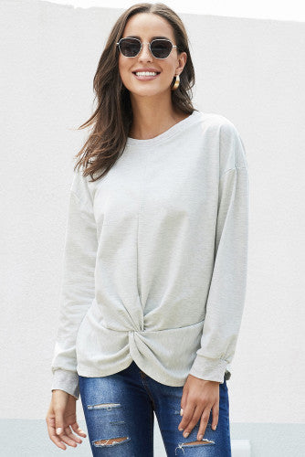 Gray Twist Knot Pullover