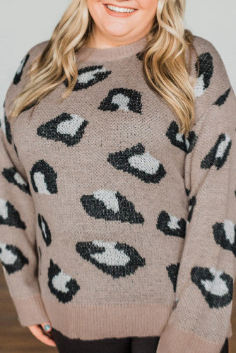 Leopard Crew Neck Knitted Sweater