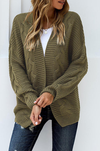 Olive green knit cardigan Curvy