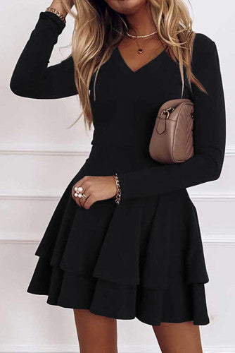 Black tiered mini dress