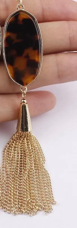 Leopard Necklace with Gold Tassel