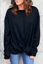 Load image into Gallery viewer, Black Twist Knot Pullover - Curvy
