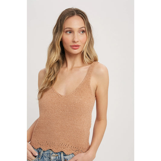 Latte Knit Detailed Top