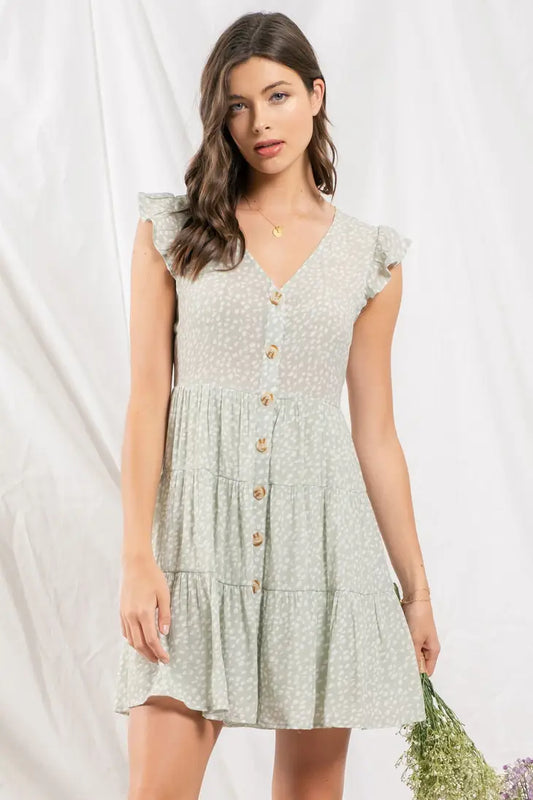 Light Sage Speckled Dress