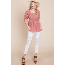 Load image into Gallery viewer, Mauve Smocked Square Neck Top
