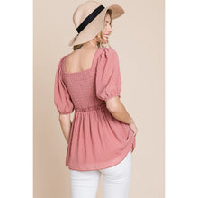 Load image into Gallery viewer, Mauve Smocked Square Neck Top
