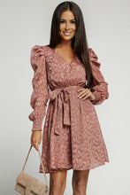 Load image into Gallery viewer, Pink Animal Print Surplice Dress
