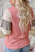 Load image into Gallery viewer, Blush Leopard Lace Splicing Top
