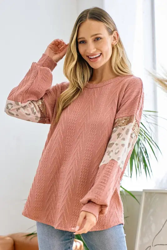 Cable Knit Sweater - Rose