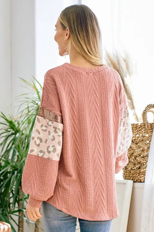 Cable Knit Sweater - Rose