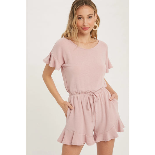 Rose Ruffle Hem Romper