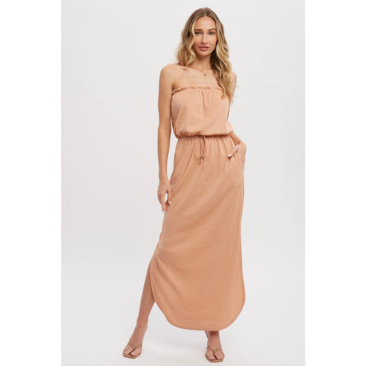 Salmon Ribbed Maxi Dress
