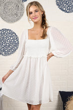 Load image into Gallery viewer, White Swiss Sleeve Smocked Dress
