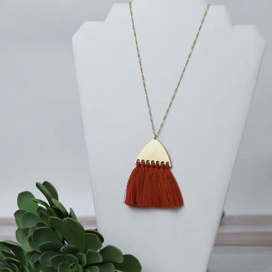 Zelda Tassel Necklace - Orange